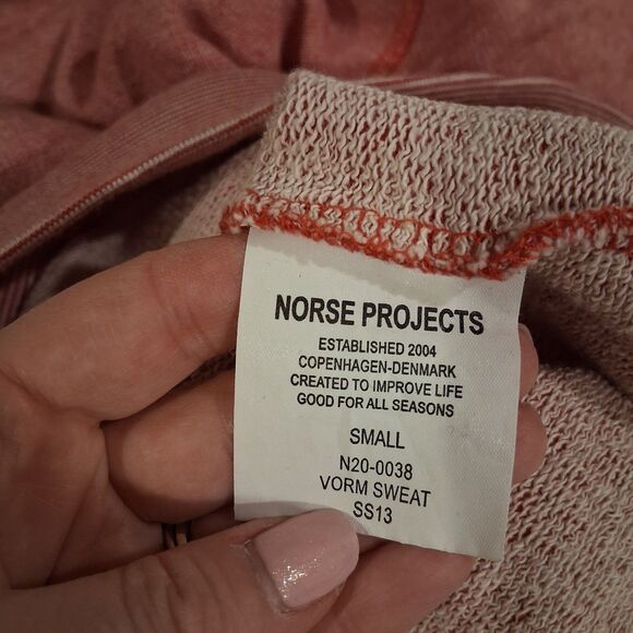 Norse Projects Crewneck Sweatshirt "Vorm Sweat" Sweater Size S Pink Long Sleeve - Picture 6 of 7